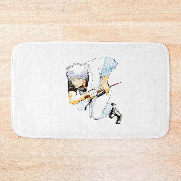 Item preview, White‑Haired Anime Swordsman in Flowing Kimono with Blue Swirls designed and sold by lamiarte.