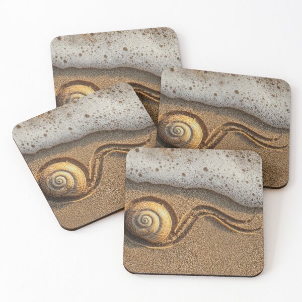 Item preview, Seashell Spiral with Artistic Sand Trail on Shore designed and sold by chase-thewave.
