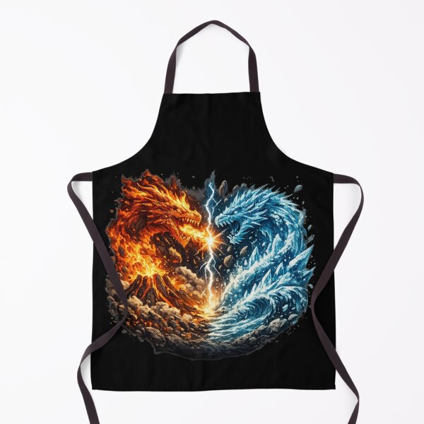 Item preview, Fire and Water Dragon Battle – Elemental Dragons vs Volcano Fantasy Art designed and sold by HubCreates.