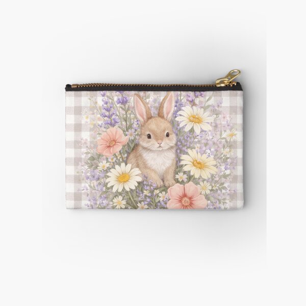 Item preview, Floral Bunny Old Fashioned Gingham Taupe and White designed and sold by scicilysimonee.