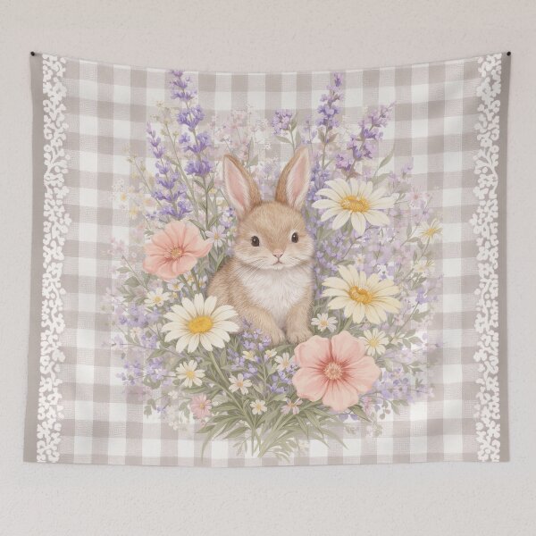 Item preview, Floral Bunny Old Fashioned Gingham Taupe and White designed and sold by scicilysimonee.