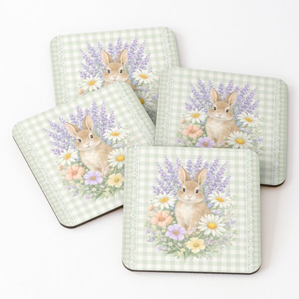 Item preview, Floral Bunny Old Fashioned Gingham Green and White designed and sold by scicilysimonee.