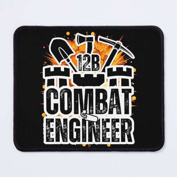 Item preview, 12B Combat Engineer – Explosive Army MOS Design with Castle Top & Tools for Soldiers, Veterans & Military Families Distressed Black Font designed and sold by GFamilyC.
