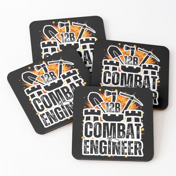 Item preview, 12B Combat Engineer – Explosive Army MOS Design with Castle Top & Tools for Soldiers, Veterans & Military Families Distressed Black Font designed and sold by GFamilyC.