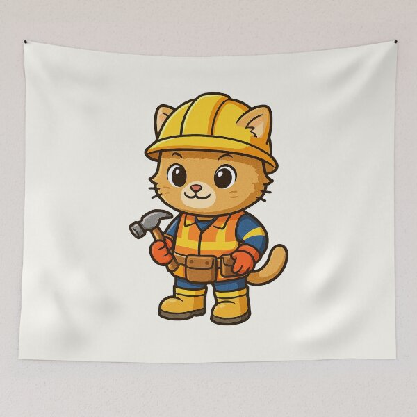 Item preview, Construction Worker Cat designed and sold by HoopeStylee.