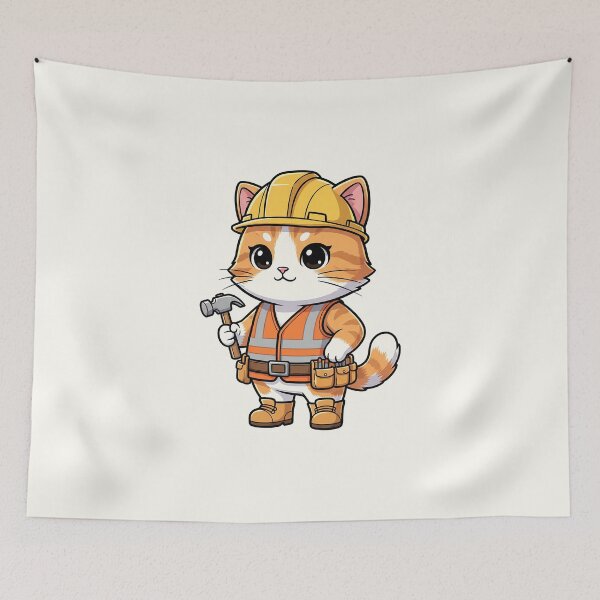 Item preview, Cute Builder Cat designed and sold by HoopeStylee.