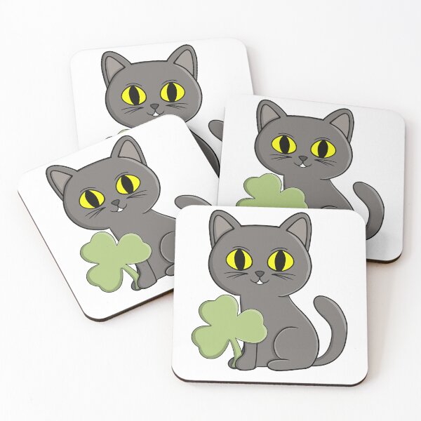 Item preview, Grey Cat Shamrock Clover Charm designed and sold by shopdiego.