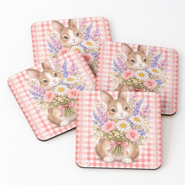 Item preview, Floral Bunny Old Fashioned Gingham Red and White designed and sold by scicilysimonee.