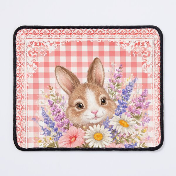 Item preview, Floral Bunny Old Fashioned Gingham Red and White designed and sold by scicilysimonee.