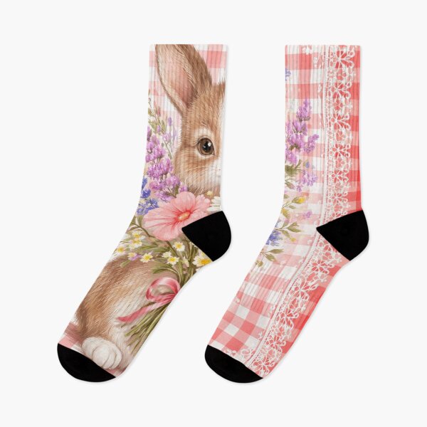 Item preview, Floral Bunny Old Fashioned Gingham Red and White designed and sold by scicilysimonee.