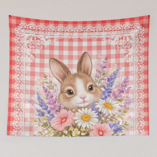 Item preview, Floral Bunny Old Fashioned Gingham Red and White designed and sold by scicilysimonee.