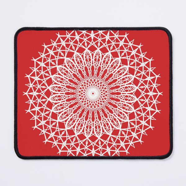 Item preview, White mandala on red background designed and sold by Poplartree.