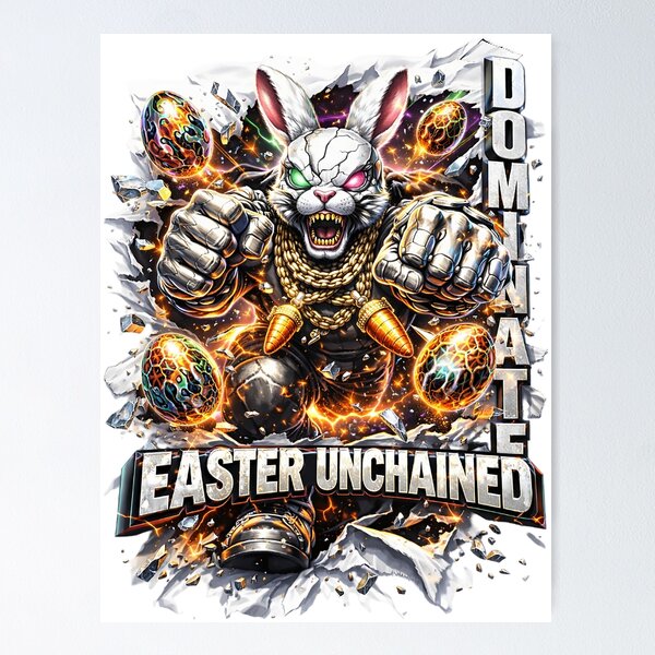 Item preview, Aggressive Mecha Rabbit Easter Art designed and sold by newvisionart191.