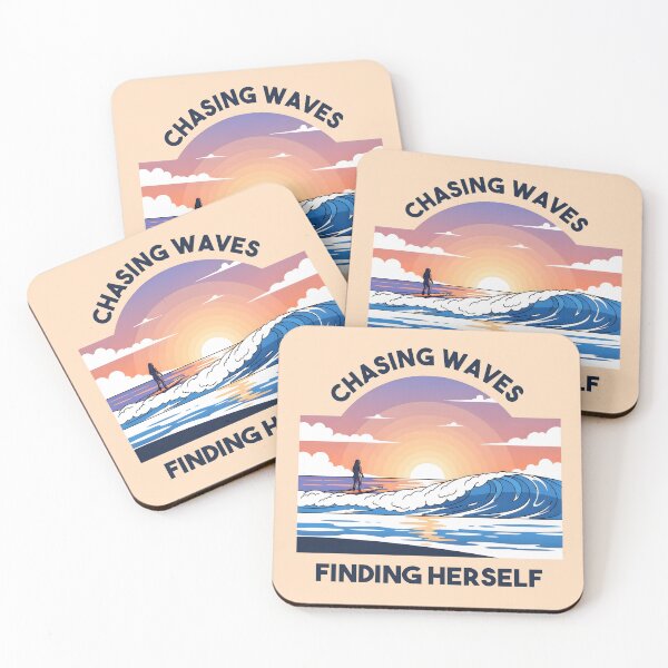 Item preview, Chasing Waves, Finding Herself – Sunset Surf Girl Illustration designed and sold by Sea Gem.