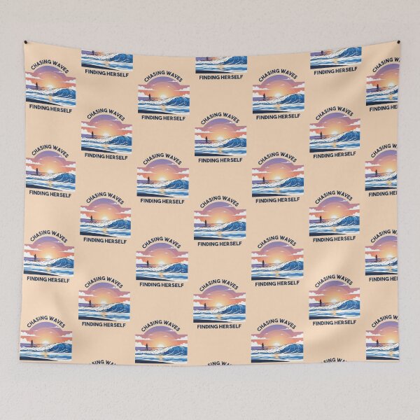 Item preview, Chasing Waves, Finding Herself – Sunset Surf Girl Illustration designed and sold by Sea Gem.