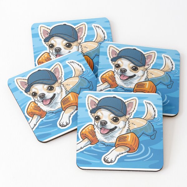 Item preview, Safety First: Swimming Chihuahua in Water Wings and Hat designed and sold by jennyrose88.