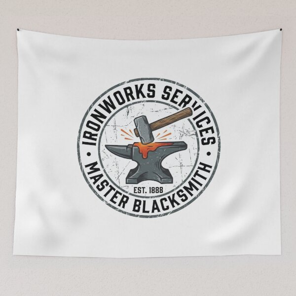 Item preview, Vintage Blacksmith Ironworks Logo designed and sold by LightPrintsCo.