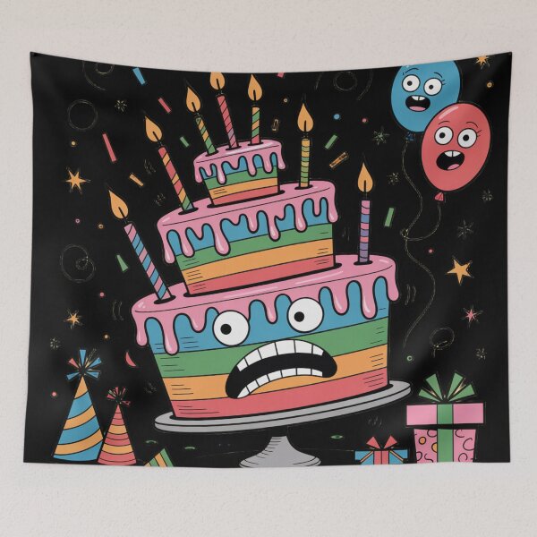 Item preview, Terrified Birthday Cake Monster – Funny Screaming Party Design designed and sold by Midnight Veil Designs.