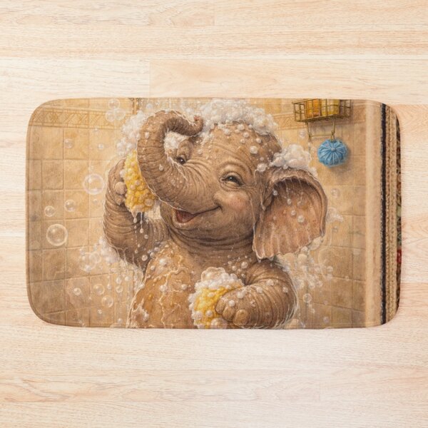 Item preview, Scrub-a-Dub-Dub! – Elephant Shower Time designed and sold by AnimalMarvels.