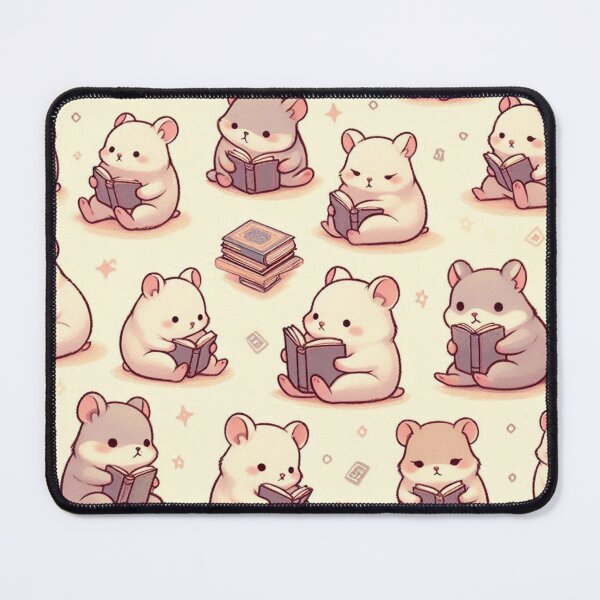 Item preview, Kawaii Reading Hamsters in Cozy Pattern designed and sold by HeyHas.