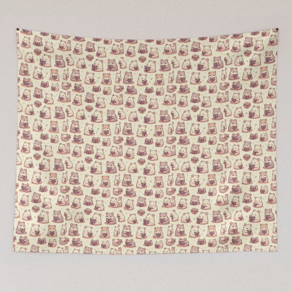 Item preview, Kawaii Reading Hamsters in Cozy Pattern designed and sold by HeyHas.