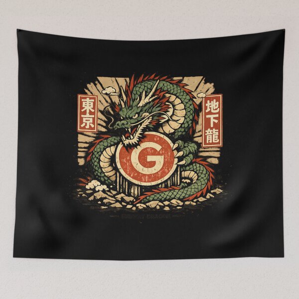 Item preview, Tokyo Subway Dragon Vintage Japanese Streetwear Mythical Japan Aesthetic designed and sold by VaporTokyo.