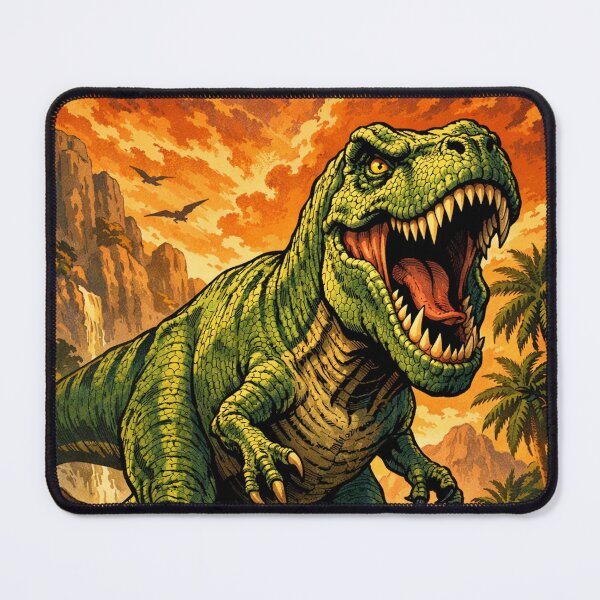 Item preview, Fierce T-Rex in Prehistoric Jungle Sunset designed and sold by FLATVAC STICKER.
