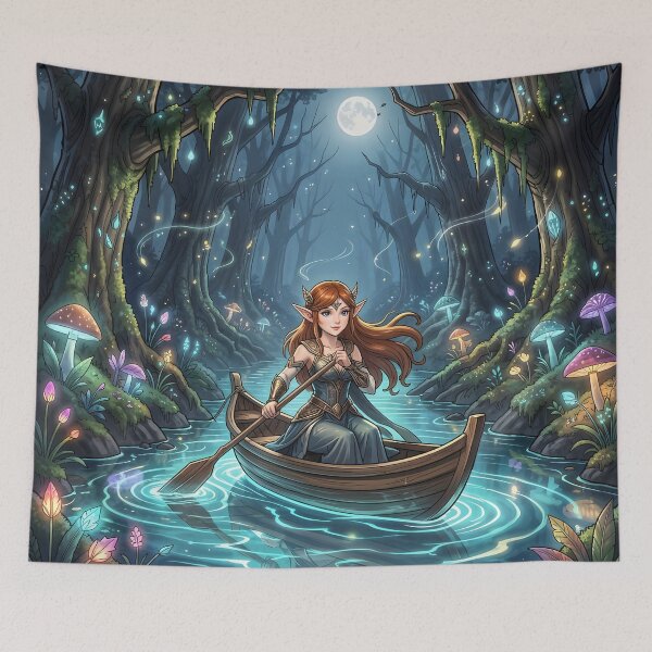 Item preview, She elf crossing river designed and sold by worldimagine91.