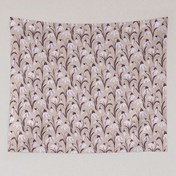 Item preview, Blooming Snowdrops Delicate Romantic Florals Pastel Oat Almond Taupe Plum designed and sold by thecolorbirdie.