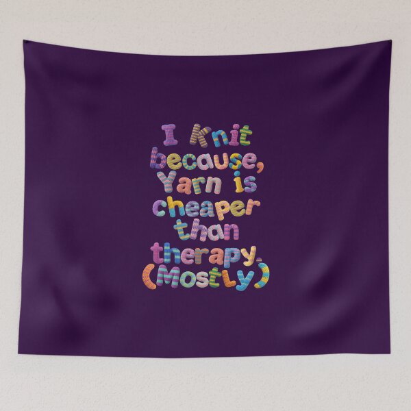 Item preview, Knitting Therapy Quote – Yarn Humor Design designed and sold by Festive Bug.