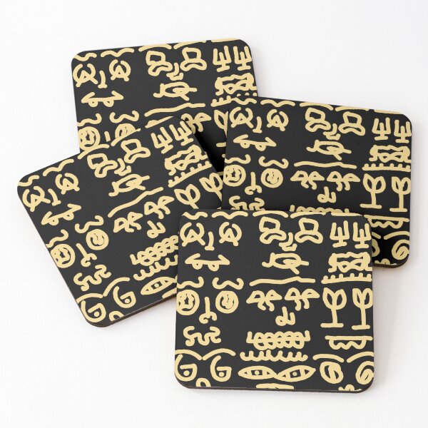 Item preview, Abstract Tribal Faces Pattern – Minimal Boho Folk Art Design designed and sold by felipemaldonadoart.