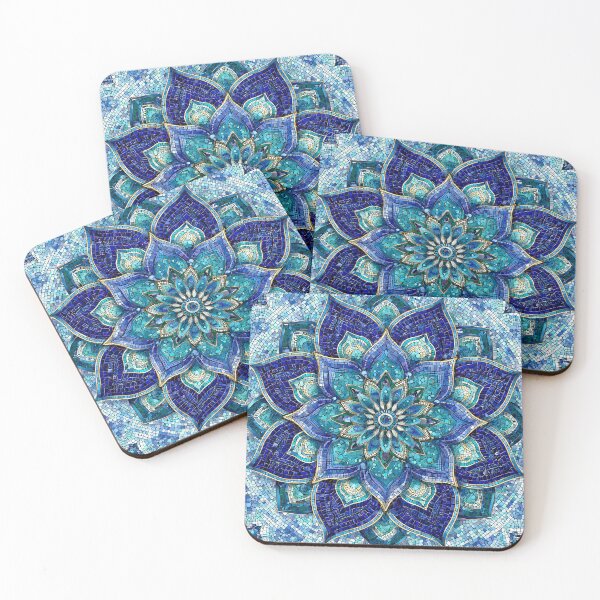Item preview, Blue Mosaic Sacred Lotus Mandala designed and sold by arthubgirl.