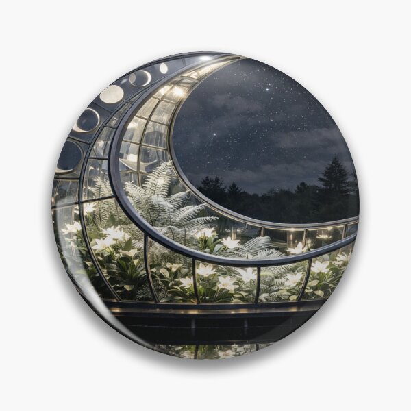 Item preview, Moon Phase Conservatory Art - Mystical Lunar Architecture Poster designed and sold by LuxeBuzz.