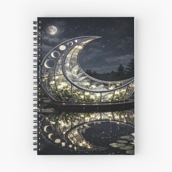 Item preview, Moon Phase Conservatory Art - Mystical Lunar Architecture Poster designed and sold by LuxeBuzz.