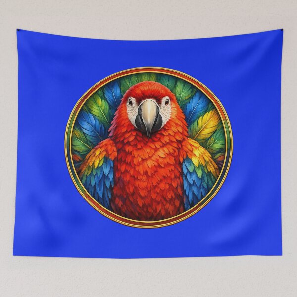 Item preview, Scarlet Macaw Radiance – Tropical Feather Circle Design designed and sold by TheJoyfulPen.