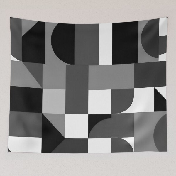 Item preview, Bauhaus Pattern in Blue Yellow Coral Retro Grid Art designed and sold by Timegraf.