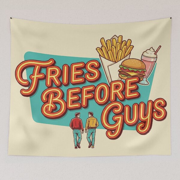 Item preview, Fries Before Guys – Funny Retro Neon Diner designed and sold by ELmestka.
