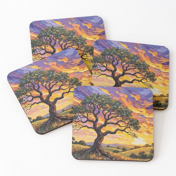 Item preview, Golden Sunset Oak - Textured Oil Painting Art designed and sold by The Design Asset Station.