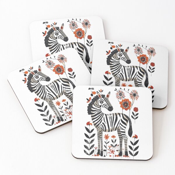 Item preview, Zebra in a Blooming Flower Forest – Nature Wildlife Art Print designed and sold by oceantospace.