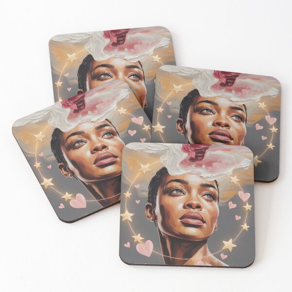 Item preview, Celestial Goddess Portrait – Afro Surrealist Star Crown Art Print designed and sold by CanvasCarousel.