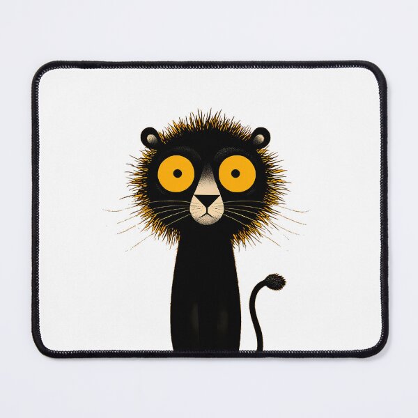 Item preview, Big-Eyed Black Lion – Minimalist Cute Animal Illustration designed and sold by Skolyak.