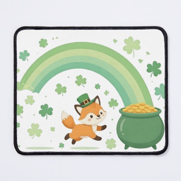 Item preview, Fox In Leprechaun Hat Rainbow Chase designed and sold by Hermits-Loft.