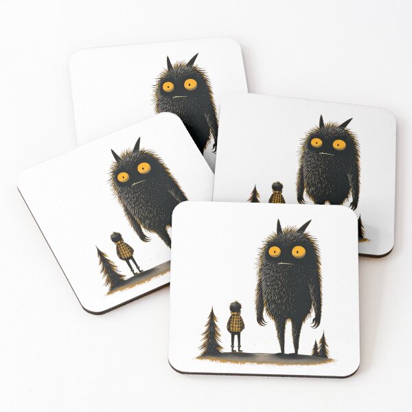 Item preview, Boy and the Forest Monster – Whimsical Dark Fantasy Illustration designed and sold by Skolyak.