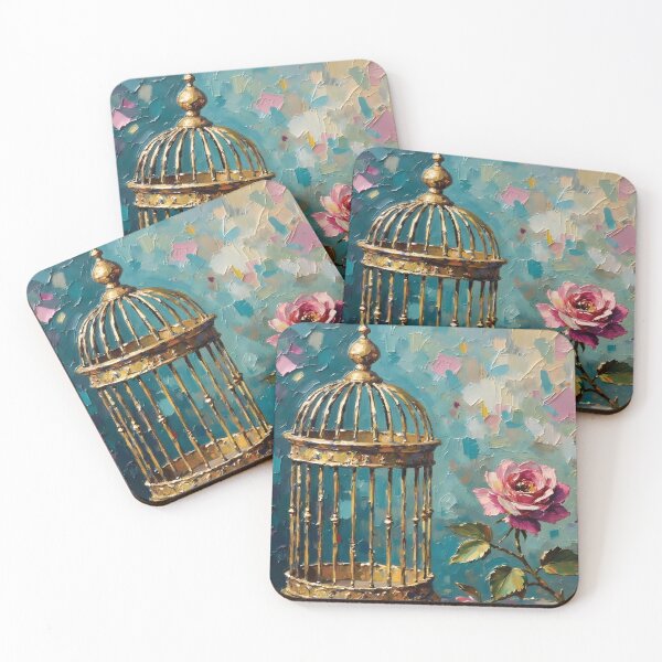 Item preview, Vintage Golden Birdcage with Pink Roses designed and sold by The Design Asset Station.