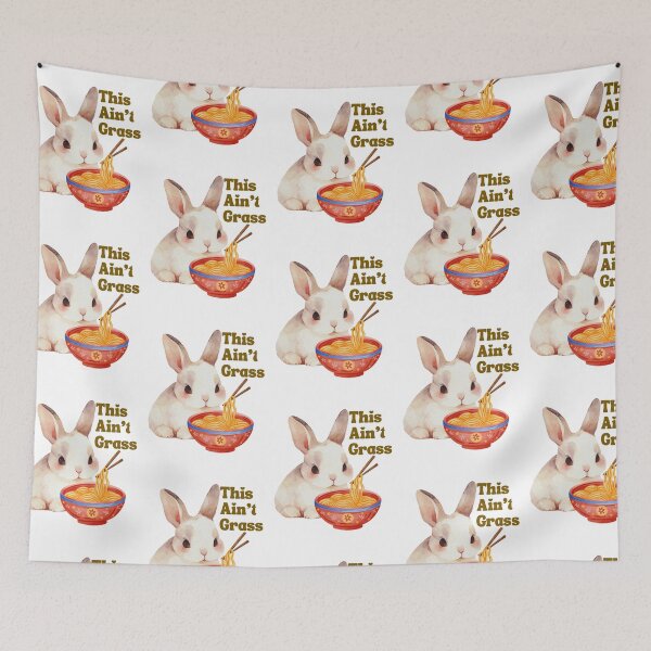 Item preview, This Ain’t Grass – Bunny with Chopsticks & Spaghetti designed and sold by UUniqueIImprint.