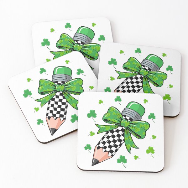 Item preview, Coquette Bow Shamrock Checkered Pencil St Patrick’s Day Teacher designed and sold by jackelmbradyt.