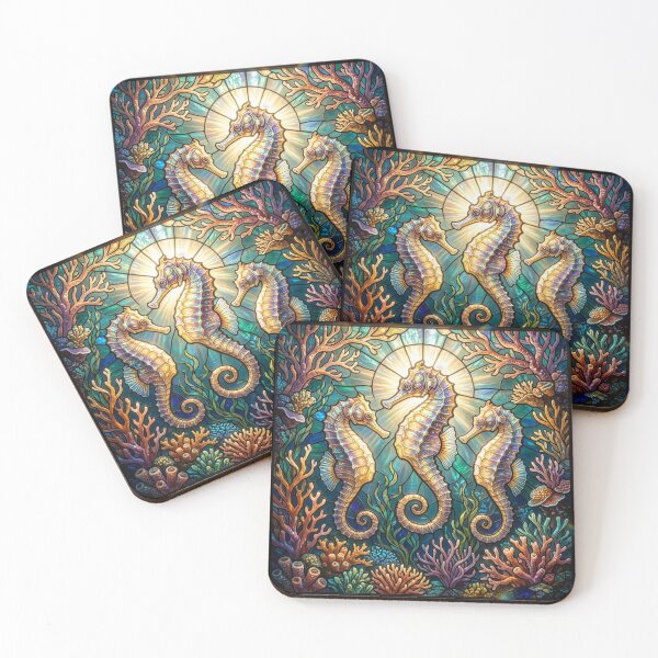 Item preview, Stained Glass Seahorses designed and sold by Tridentulus.