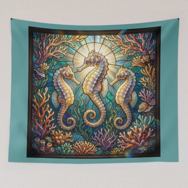 Item preview, Stained Glass Seahorses designed and sold by Tridentulus.