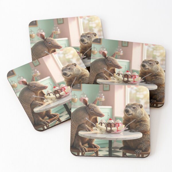 Item preview, Armadillo and Groundhog Share a Banana Split designed and sold by Tridentulus.