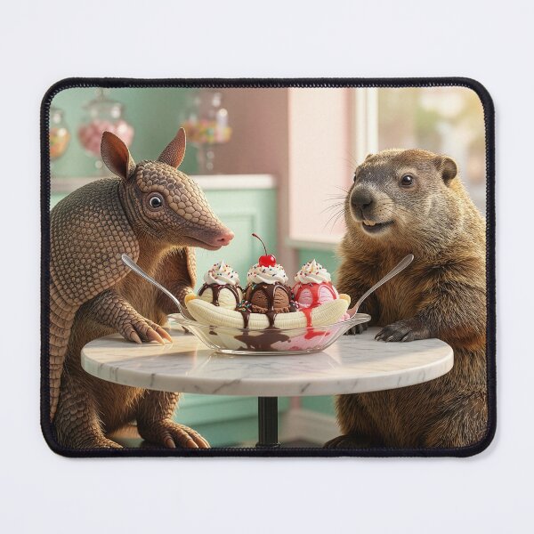 Item preview, Armadillo and Groundhog Share a Banana Split designed and sold by Tridentulus.
